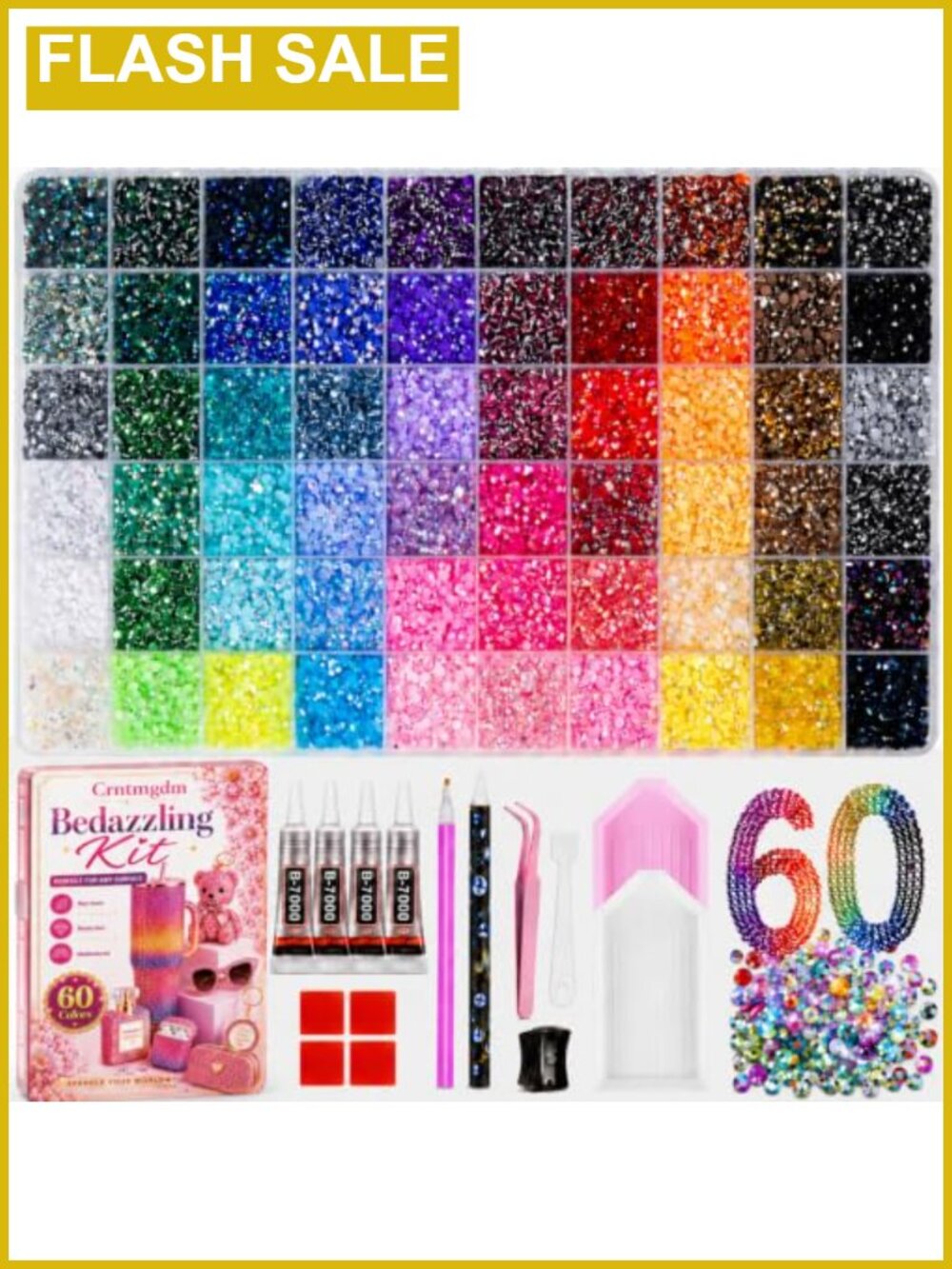 Rhinestone Kit 48000 Pcs 60 Colors Flatback Resin with Glue Tools DIY Craft